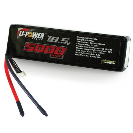 Venom 5000mAh 18.5V Five Cell 5S 25C LiPo Pack