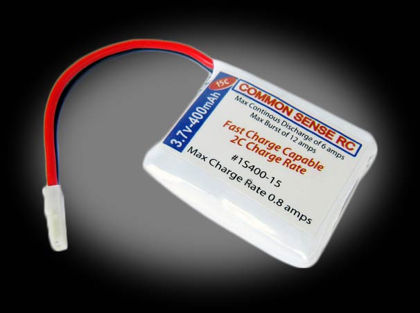 CSR 400mAh 3.7V Single Cell 1S LiPoly Pack - 15C