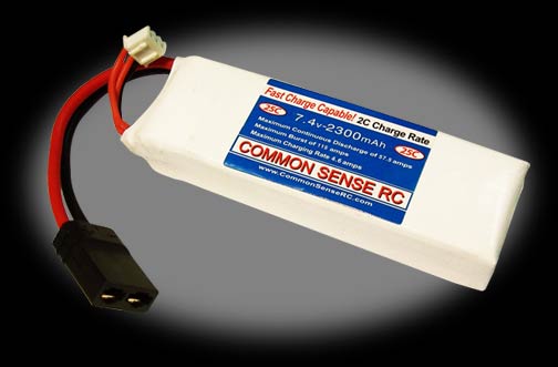 CSR 2300mah 7.4V Double Cell 2S LiPoly Pack for 1/16 Traxxas Trucks - 25C