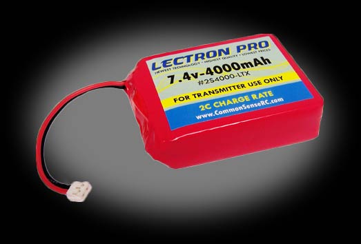 Lectron Pro 4000mAh 2S 7.4V LiPoly TX Pack - Spectrum DX8, DX7S