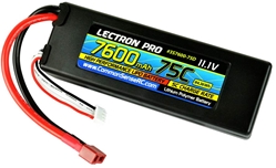 Lectron Pro 11.1v 7600mah 75C Hard Case Lipo Battery With Deans Connector