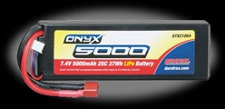 DuraTrax Onyx 5000mAh 2S 7.4V 25C Hard Case LiPoly Pack - Deans Connector