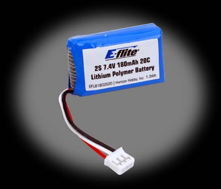 E-flite 180mAh 2S 7.4V 20C LiPoly Pack, 26AWG