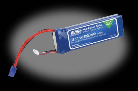 E-flite 3200mAh 11.1V Triple Cell 3S 30C LiPoly Pack, 12g wire, EC3