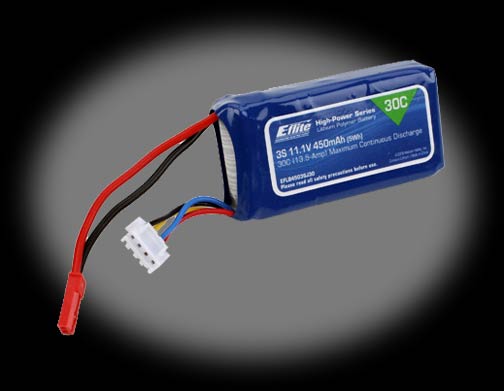 E-flite 450mAh 11.1V Triple Cell 3S 30C LiPoly Pack, 18g JST