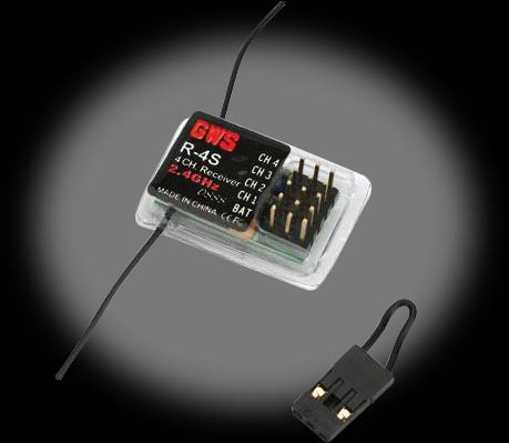 GWS R-4S 2.4GHz 4-Channel Receiver and Bind Plug