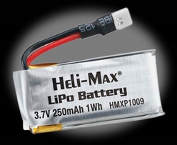 Heli-Max 250mAh Single Cell 1S 3.7V LiPo Battery - 1SQ Quad