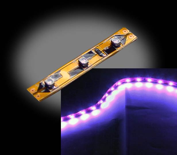 Self-Adhesive 2 inch 3 Lights LED Light Strip - Purple