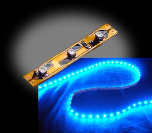 Self-Adhesive Waterproof 2 inch 3 Lights LED Light Strip - Blue