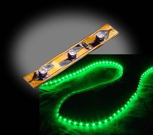 Self-Adhesive Waterproof 2 inch 3 Lights LED Light Strip - Green