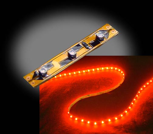 Self-Adhesive Waterproof 2 inch 3 Lights LED Light Strip - Red