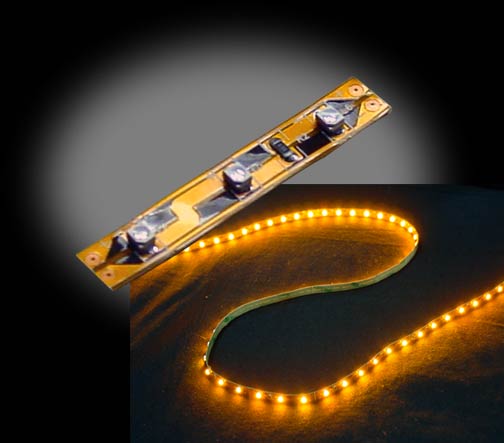 Self-Adhesive Waterproof 2 inch 3 Lights LED Light Strip - Yellow