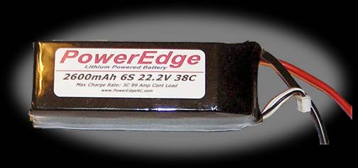 PowerEdge 2600mAh 22.2V 6S Six Cell 38C LiPoly Pack