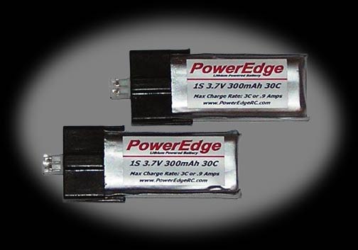 PowerEdge 300mAh 3.7V 1S Single Cell 30C LiPoly - MCPX, 2-pack