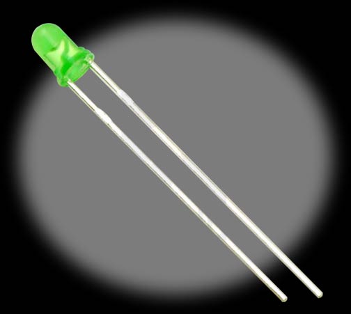 T1 (3mm) Green LED with Green Diffused Lens, Pack of 5