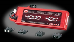 Venom Sport Power 4000mAh 7.4V 2S 40C LiPo Pack - Universal Connector