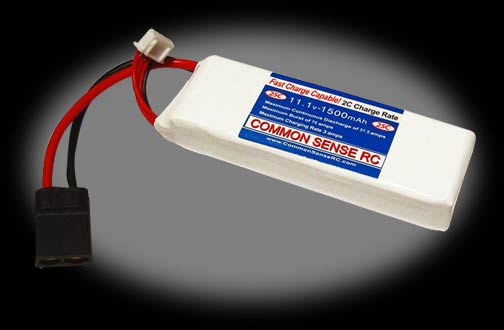 CSR 1500mAh 11.1V Triple Cell 3S LiPoly Pack for 1/16 Traxxas Trucks - 25C