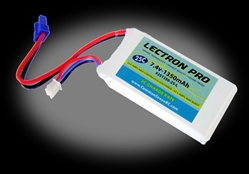 Lectron Pro 7.4V 1350mAh 25C Lipo Battery w/ EC2 Connector for HobbyZone Delta Ray and Firebird Stratos