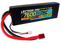 Lectron Pro 7.4V 7600mAh 75C Lipo Battery - Deans Connector